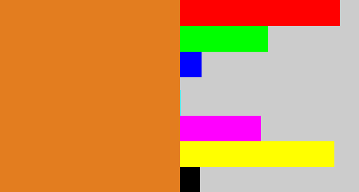 Hex color #e37d1f - brownish orange