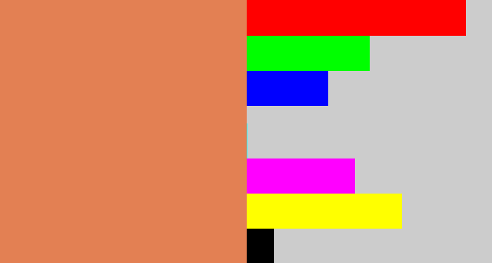 Hex color #e38053 - dark peach