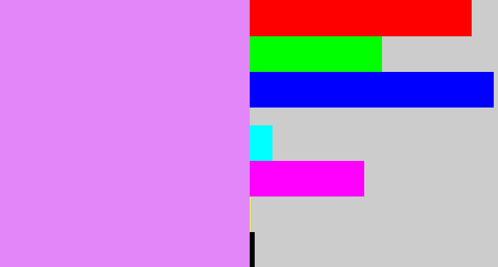 Hex color #e386f9 - purply pink