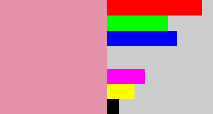 Hex color #e392a9 - pig pink