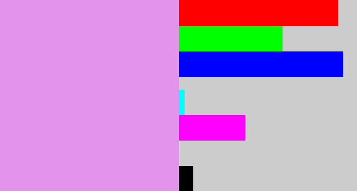 Hex color #e393eb - lavender pink
