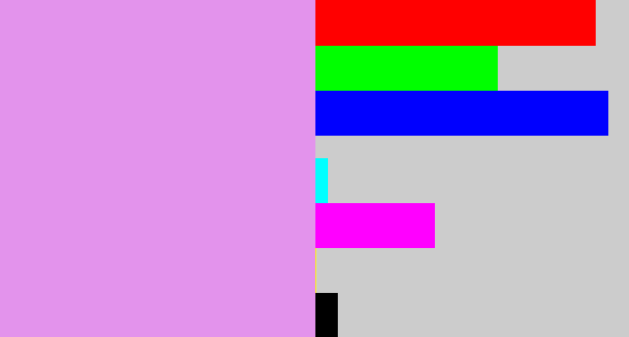 Hex color #e393ec - lavender pink