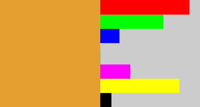 Hex color #e3a030 - macaroni and cheese