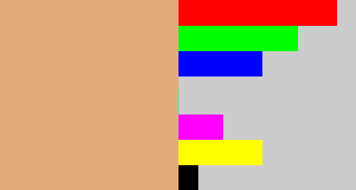Hex color #e3ab79 - fawn
