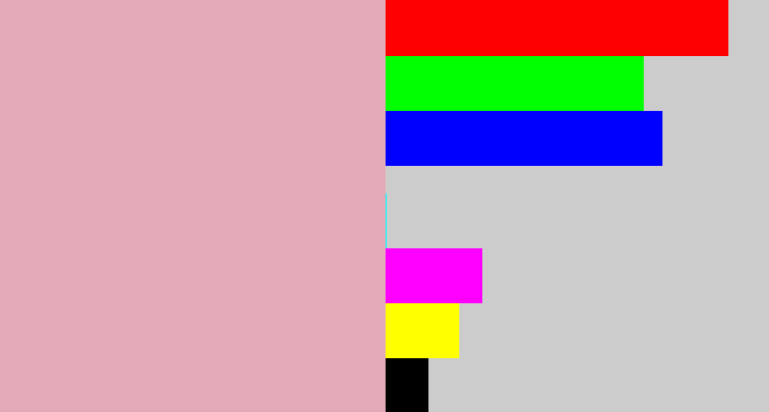 Hex color #e3abb8 - faded pink