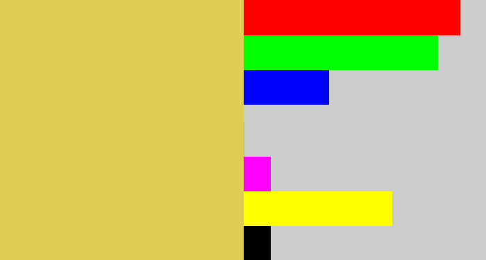 Hex color #e3cb58 - maize
