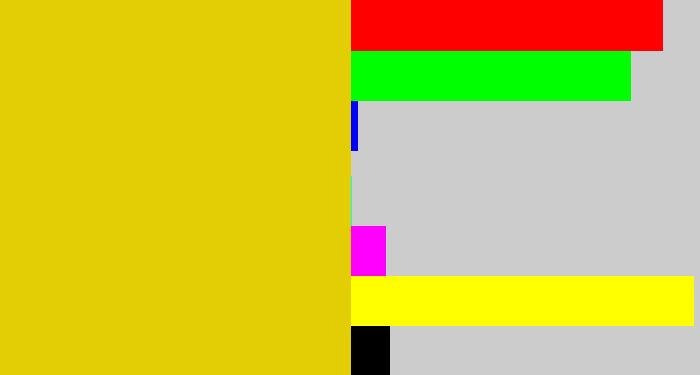 Hex color #e3cd05 - piss yellow
