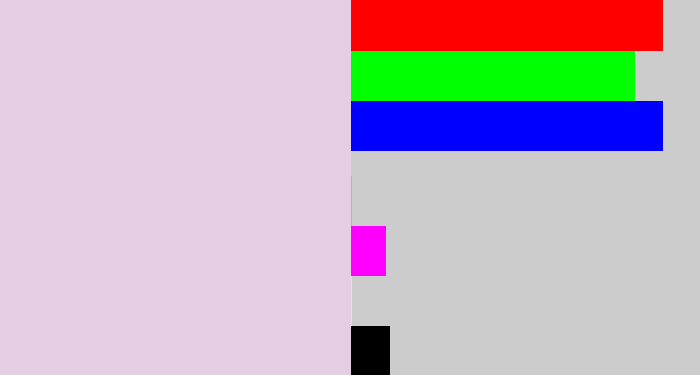Hex color #e3cee4 - light grey