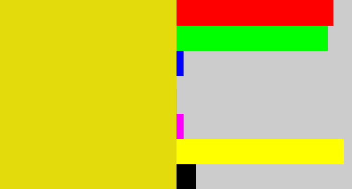 Hex color #e3db0b - piss yellow