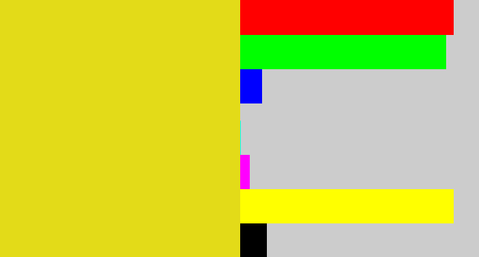 Hex color #e3db18 - piss yellow