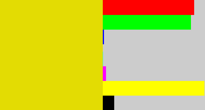 Hex color #e3dc03 - piss yellow