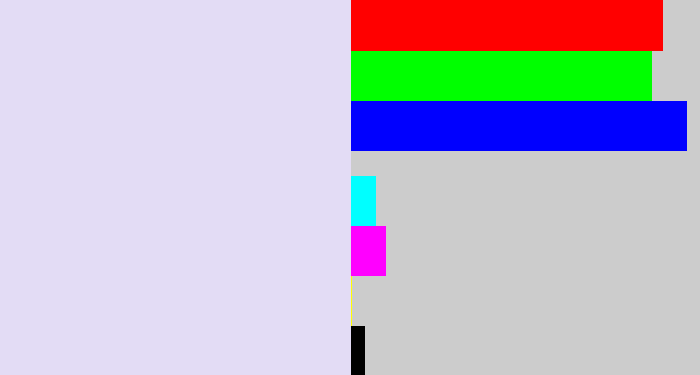 Hex color #e3dcf5 - pale lavender