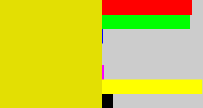 Hex color #e3df03 - piss yellow