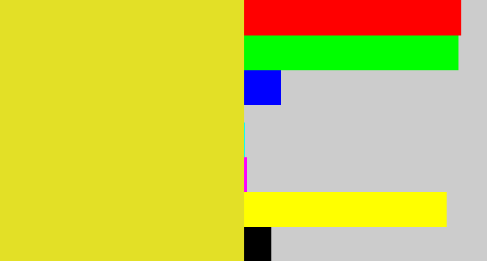 Hex color #e3e026 - piss yellow