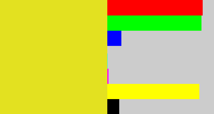 Hex color #e3e120 - piss yellow