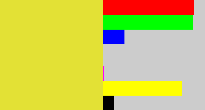 Hex color #e3e135 - sickly yellow