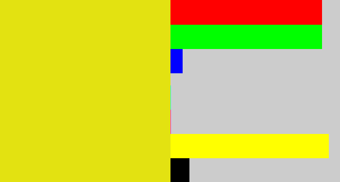 Hex color #e3e211 - piss yellow
