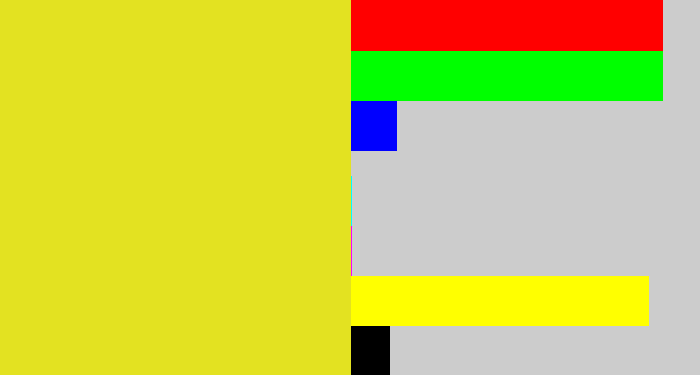 Hex color #e3e221 - piss yellow