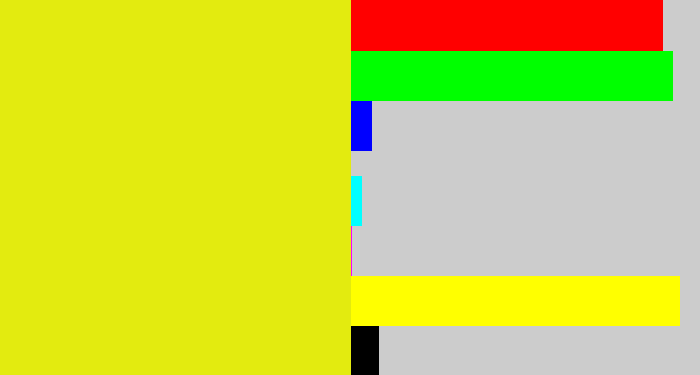 Hex color #e3eb0f - piss yellow
