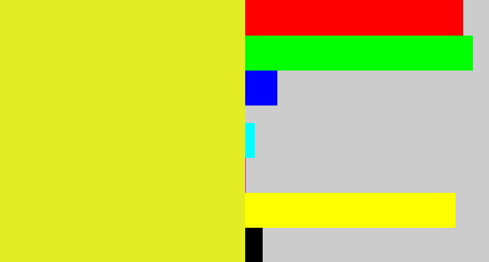 Hex color #e3ed21 - sickly yellow