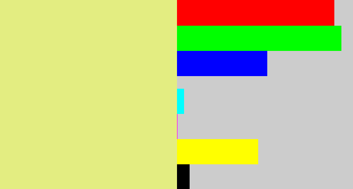 Hex color #e3ed81 - sandy