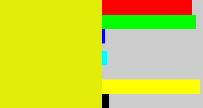Hex color #e3ee08 - neon yellow