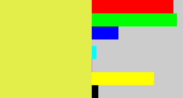 Hex color #e3ee4b - off yellow