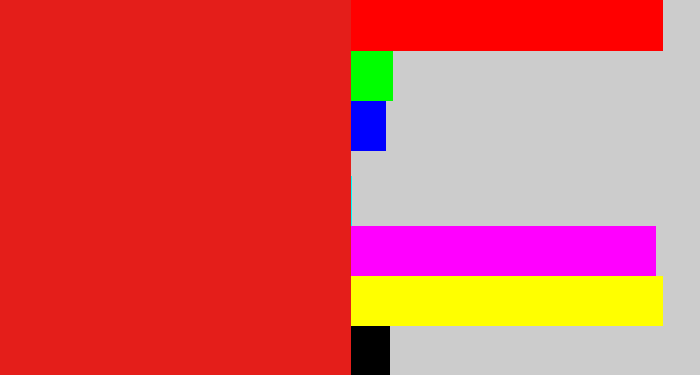 Hex color #e41e1a - vermillion