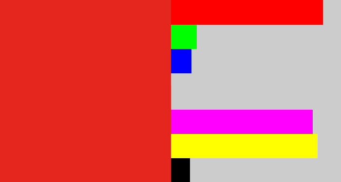 Hex color #e4261f - vermillion