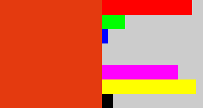 Hex color #e43a0f - vermillion