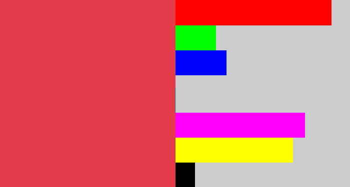 Hex color #e43b4b - faded red