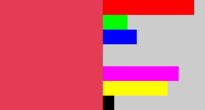 Hex color #e43c54 - faded red