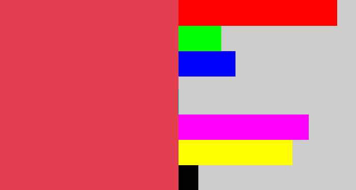 Hex color #e43e51 - faded red
