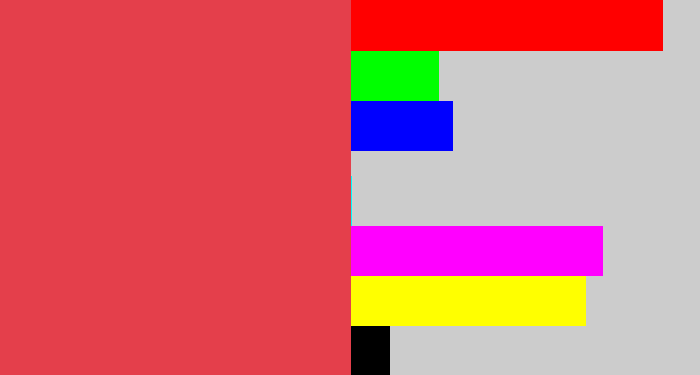 Hex color #e43f4b - faded red