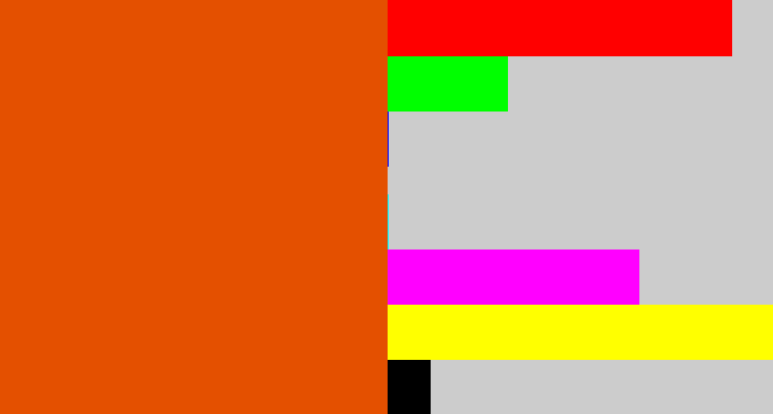 Hex color #e45000 - deep orange