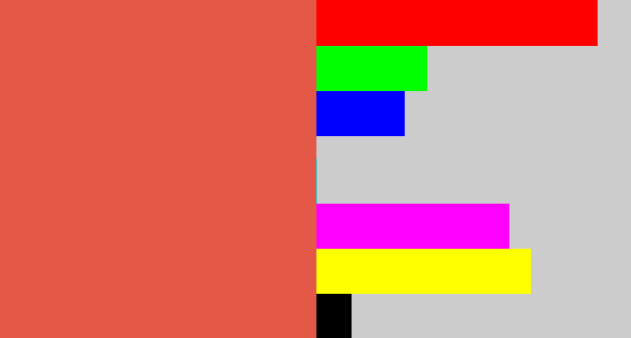 Hex color #e45848 - pale red