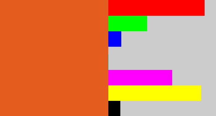 Hex color #e45d1f - reddish orange
