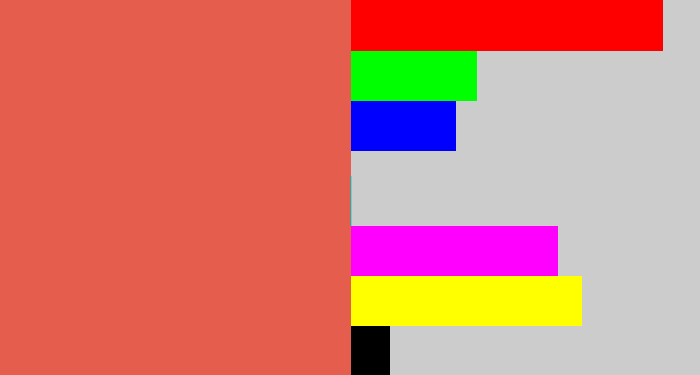 Hex color #e45d4d - pastel red