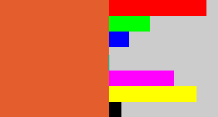 Hex color #e45e2d - terra cotta