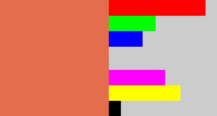Hex color #e46d4e - dark peach
