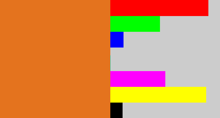 Hex color #e4731e - brownish orange
