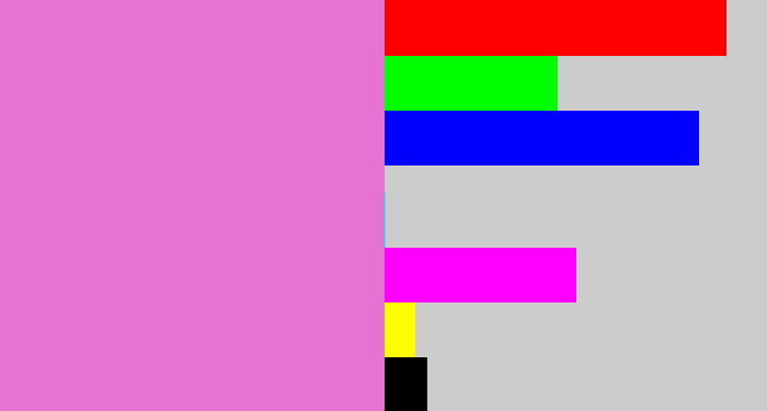 Hex color #e473d2 - lavender pink