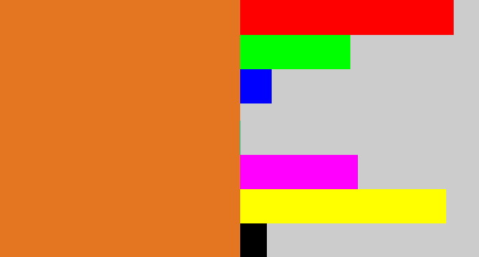 Hex color #e47521 - brownish orange