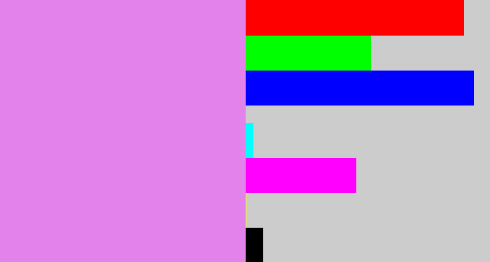 Hex color #e482ec - purply pink