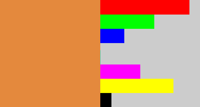 Hex color #e4893d - dull orange