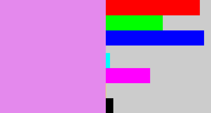 Hex color #e489ed - lavender pink