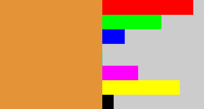 Hex color #e49437 - dull orange