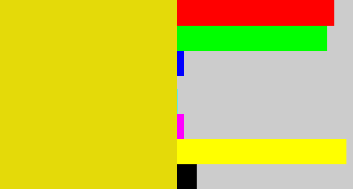 Hex color #e4da09 - piss yellow