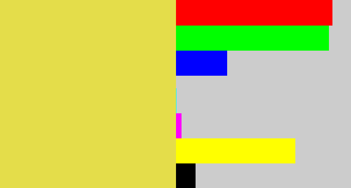 Hex color #e4dd4a - dull yellow