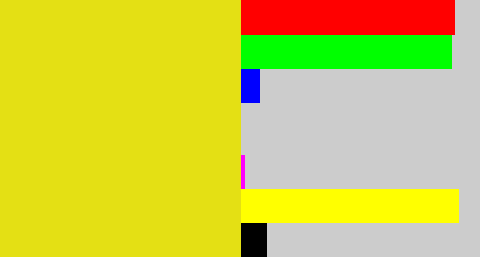 Hex color #e4e014 - piss yellow